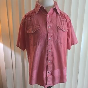 STIR UP VINTAGE Men's Or Womens WESTERN Pink Embroidered Short Sleeve Shirt